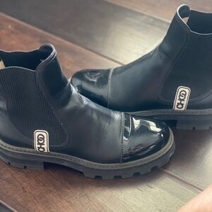 Jimmy Choo Black Ankle Boots with Glossy Toe